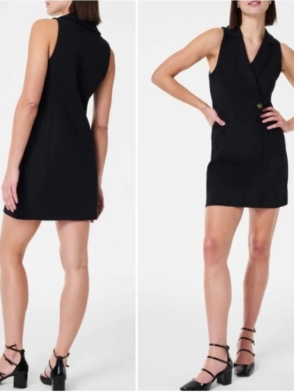 SPANX Black Sleeveless Blazer Mini Dress